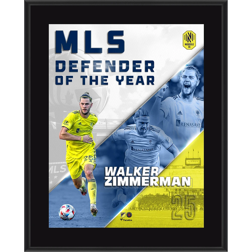 Walker Zimmerman Nashville SC 10.5" x 13" 2021 MLS Season Defender of the Year Award Sublimated Plaque