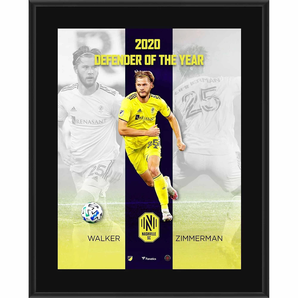 Walker Zimmerman Nashville SC Unsigned 10.5" x 13" 2020 MLS Season Defender of the Year Award Sublimated Plaque