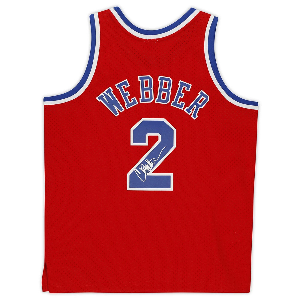 Maillot réplique autographié Mitchell & Ness Hardwood Classics 1994-95 des Red Washington Bullets de Chris Webber
