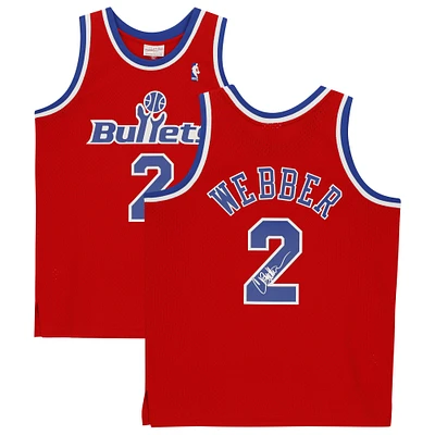Maillot réplique autographié Mitchell & Ness Hardwood Classics 1994-95 des Red Washington Bullets de Chris Webber