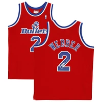 Maillot réplique autographié Mitchell & Ness Hardwood Classics 1994-95 des Red Washington Bullets de Chris Webber