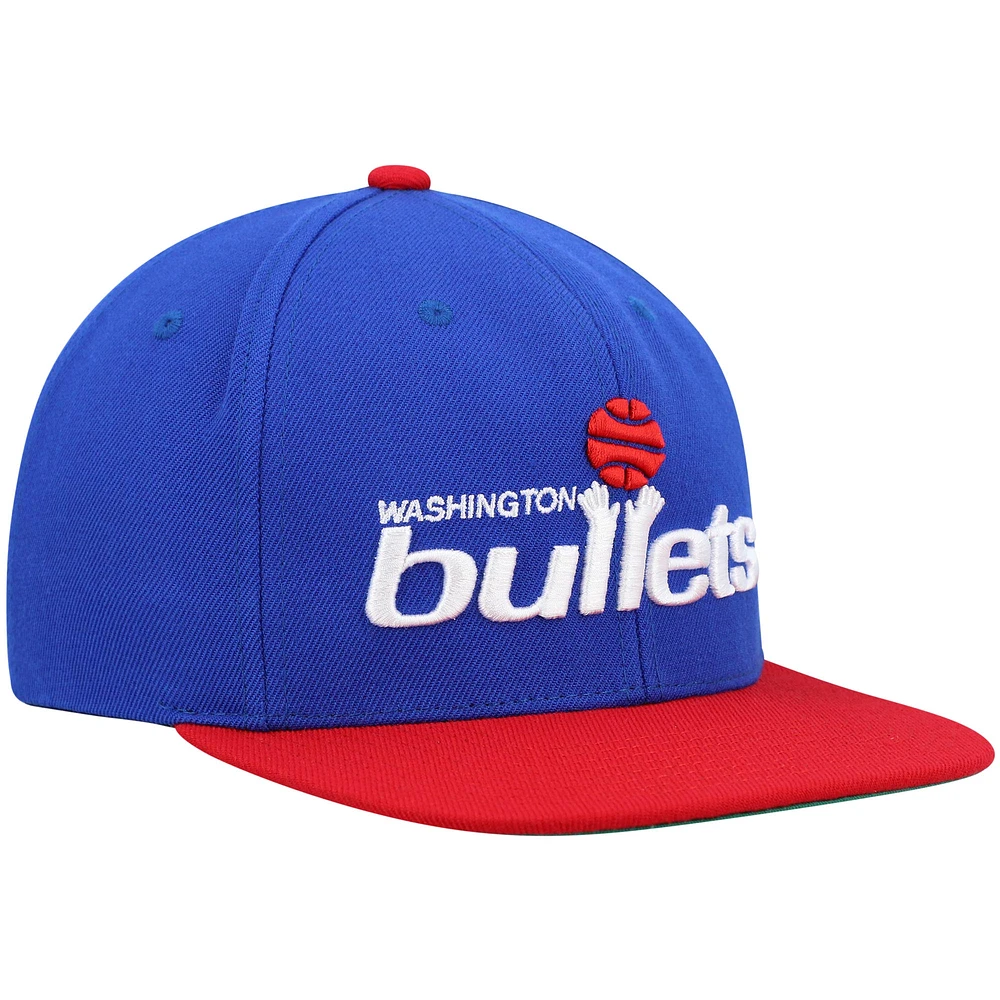 Casquette pour homme Mitchell & Ness Blue/Red Washington Bullets Hardwood Classics Team Two-Tone 2.0 Snapback