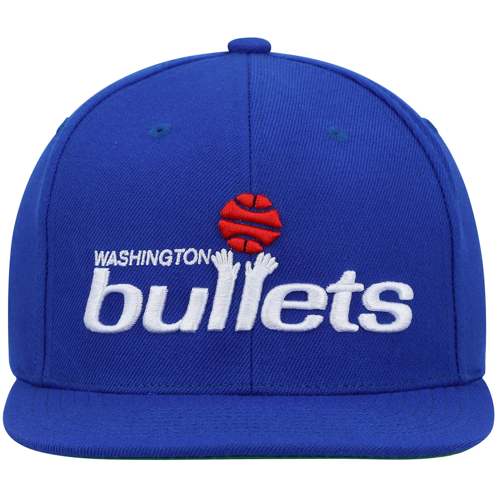 Casquette pour homme Mitchell & Ness Blue Washington Bullets Hardwood Classics Team Ground 2.0 Snapback