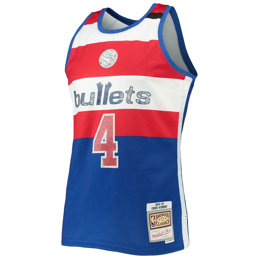 Men's Mitchell & Ness Chris Webber Blue Washington Bullets 1996/97 Hardwood Classics NBA 75th Anniversary Diamond Swingman Jersey