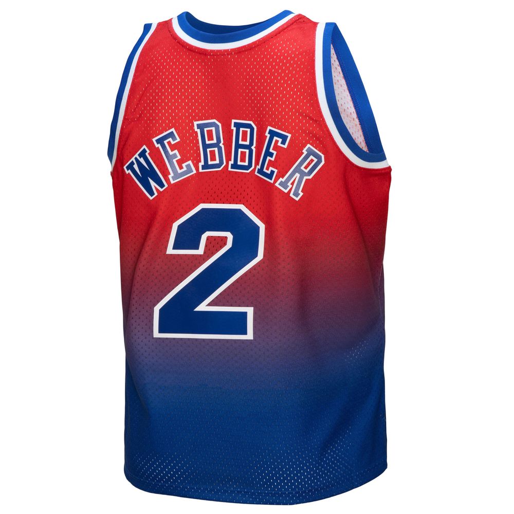 Men's Mitchell & Ness Chris Webber Royal/Red Washington Bullets 1994/95 Hardwood Classics Fadeaway Swingman Player Jersey