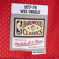 Men's Mitchell & Ness Wes Unseld Blue/Red Washington Bullets Hardwood Classics 1977/78 Split Swingman Jersey