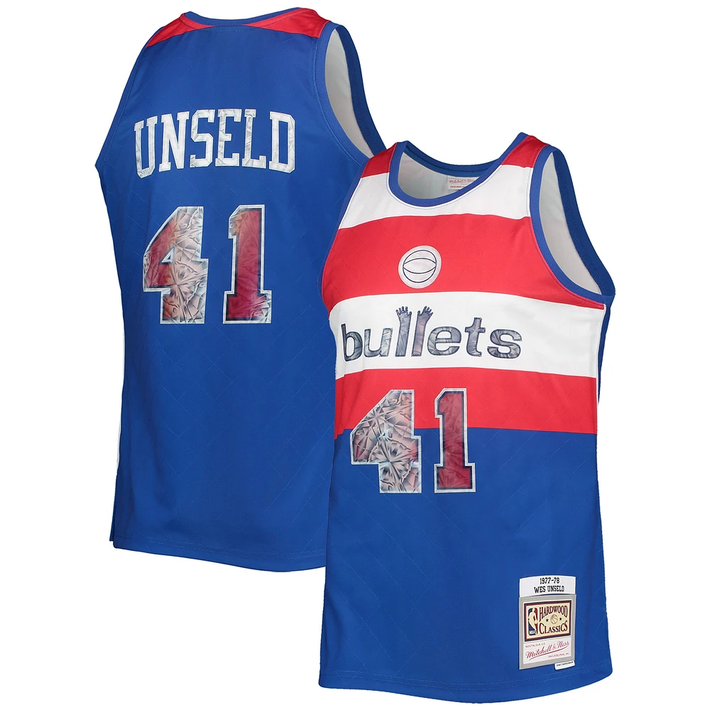 Mitchell & Ness Wes Unseld Homme Bleu Washington Bullets 1977/78 Hardwood Classics NBA 75e Anniversaire Diamond Swingman Maillot