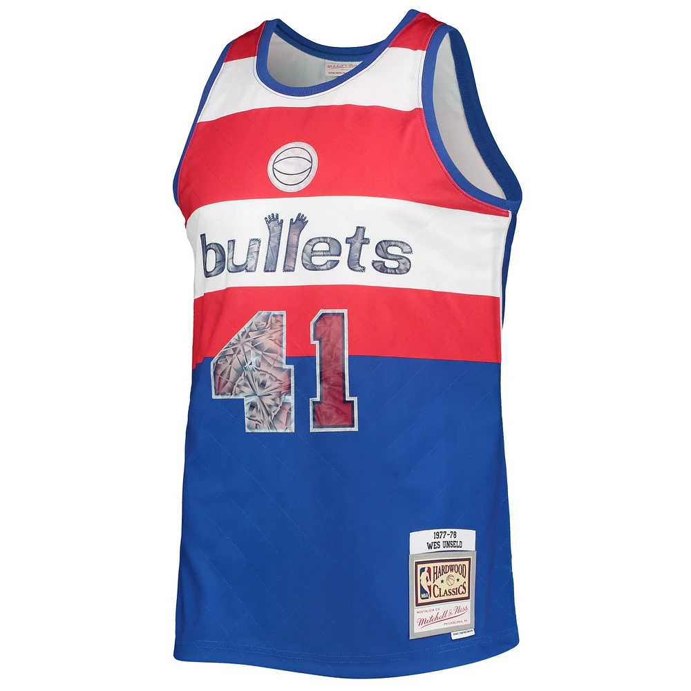 Men's Mitchell & Ness Wes Unseld Blue Washington Bullets 1977/78 Hardwood Classics NBA 75th Anniversary Diamond Swingman Jersey