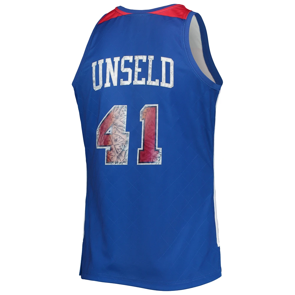 Men's Mitchell & Ness Wes Unseld Blue Washington Bullets 1977/78 Hardwood Classics NBA 75th Anniversary Diamond Swingman Jersey