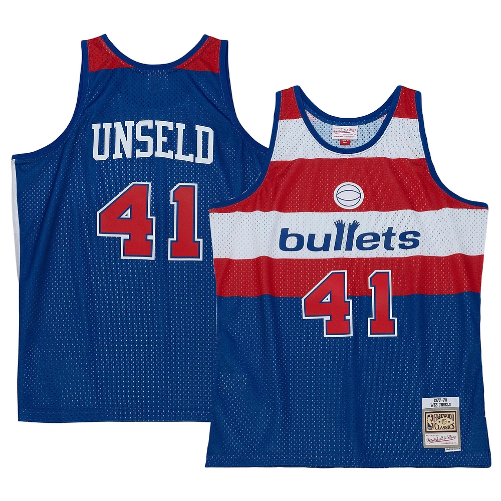 Maillot Swingman Mitchell & Ness Wes Unseld Washington Bullets 1977/78 Hardwood Classics pour homme, bleu