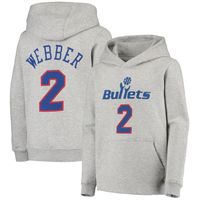 Youth Mitchell & Ness Chris Webber Heathered Gray Washington Bullets Hardwood Classics Name Number Pullover Hoodie