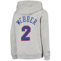 Youth Mitchell & Ness Chris Webber Heathered Gray Washington Bullets Hardwood Classics Name Number Pullover Hoodie