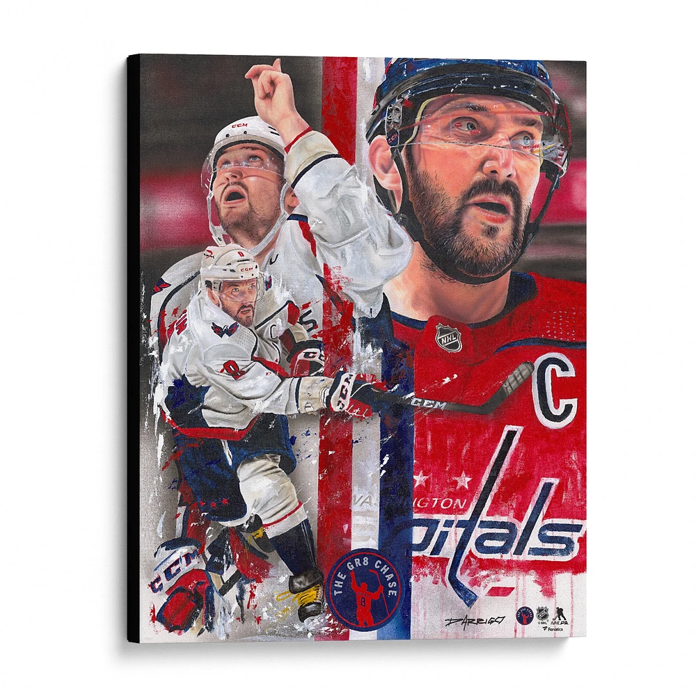 Alex Ovechkin Washington Capitals Stretched 16" x 20" Embellished Canvas Giclee Print - Art by David Arrigo