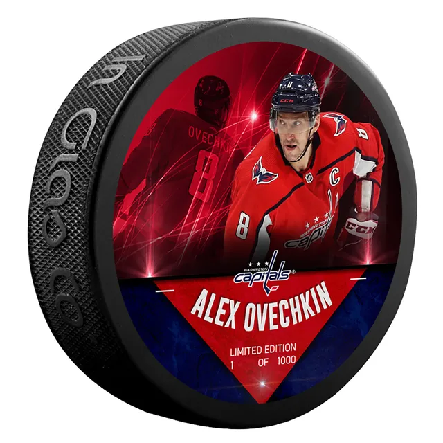 Alex Ovechkin signed hand-painted hockey puck. Officially licensed by