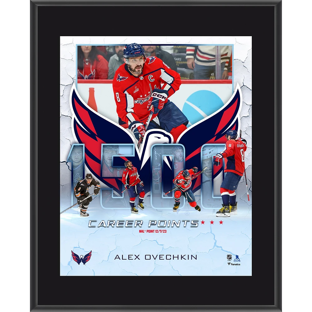 Plaque sublimée de 10,5" x 13" des Capitals de Washington d'Alexander Ovechkin pour le match de 1 500 points