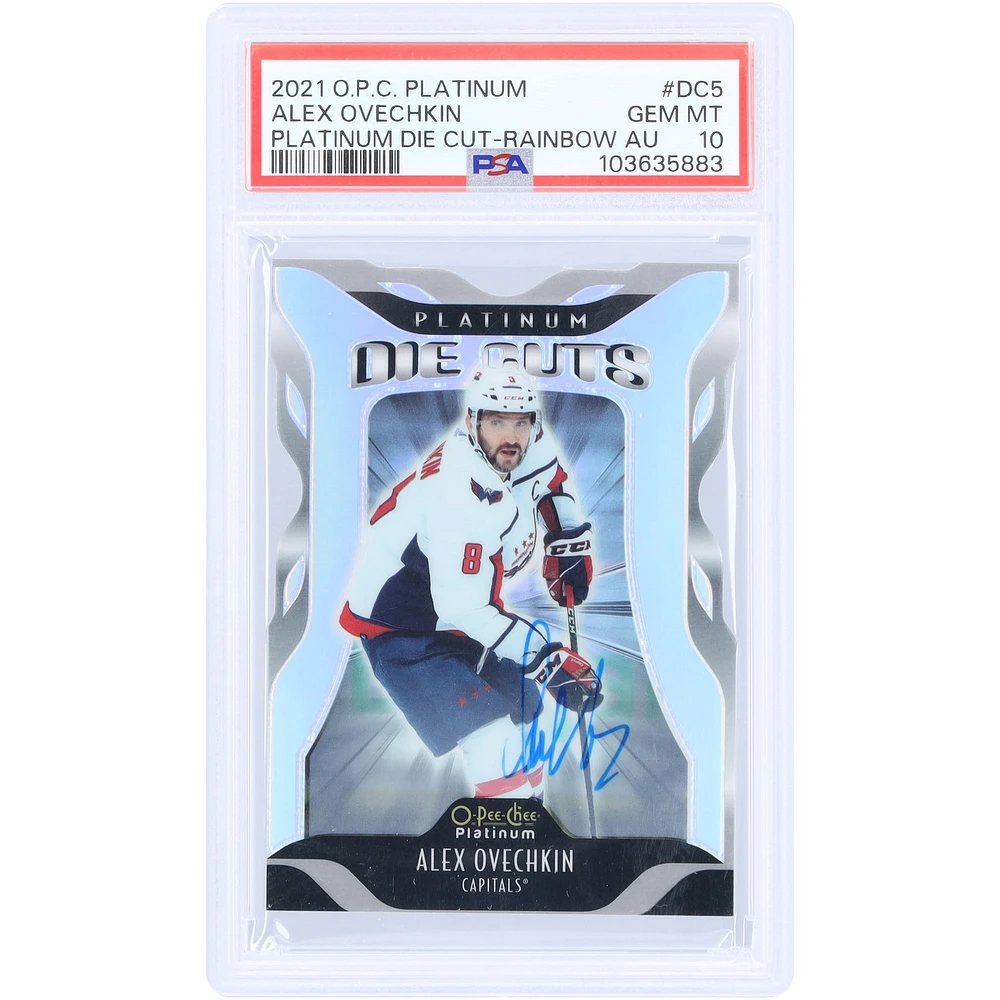 Alexander Ovechkin Washington Capitals Autographié 2021-22 Upper Deck O-Pee-Chee Platinum Platinum Die Cut Rainbow #DC-5 PSA Authentifié 10 Cartes