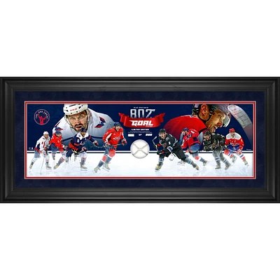 Alexander Ovechkin Washington Capitals Framed 10" x 30" GR8 Chase Panoramic with a Piece of Game-Used Net - Limited Edition of 888
