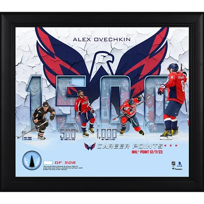 Alexander Ovechkin Washington Capitals Framed 15" x 17" 1,500-Point Game Collage with a Piece of Game-Used Puck - Limited Edition of 508