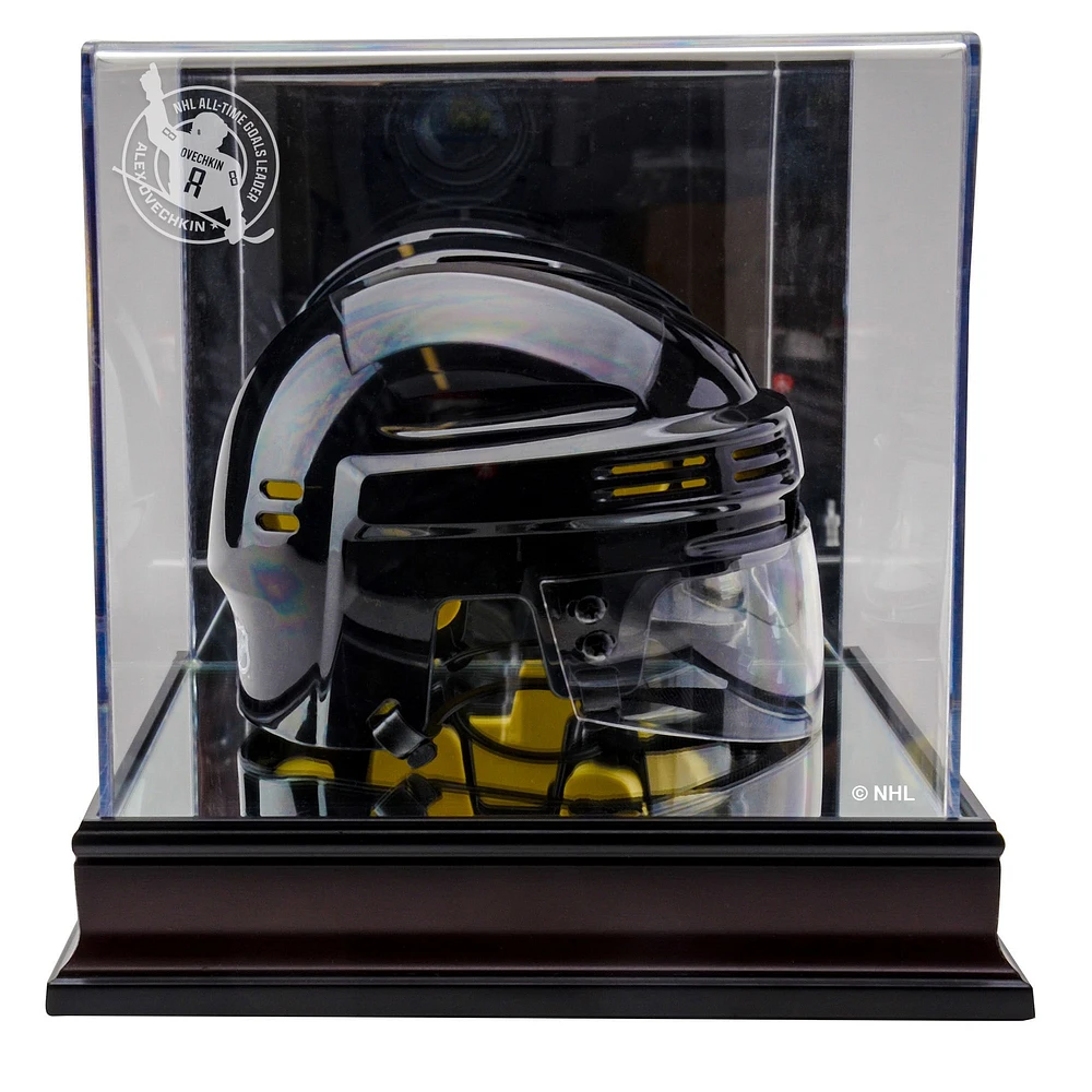 Alexander Ovechkin Washington Capitals Mahogany Mini Helmet 895th Goal Logo Display Case