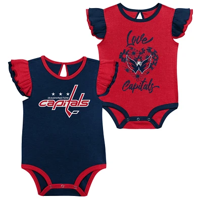 Ensemble de deux bodys d'entraînement pour filles, rouge/bleu marine, Washington Capitals