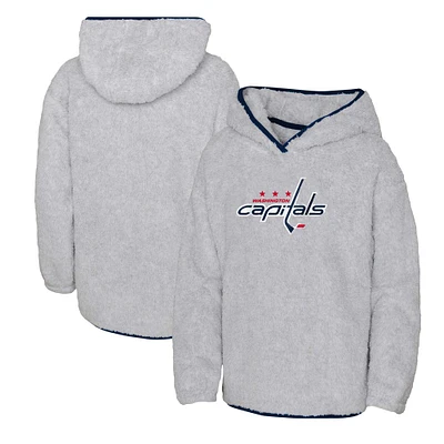 Sweat à capuche en polaire Ultimate Teddy des Capitals de Washington, gris chiné pour jeunes filles