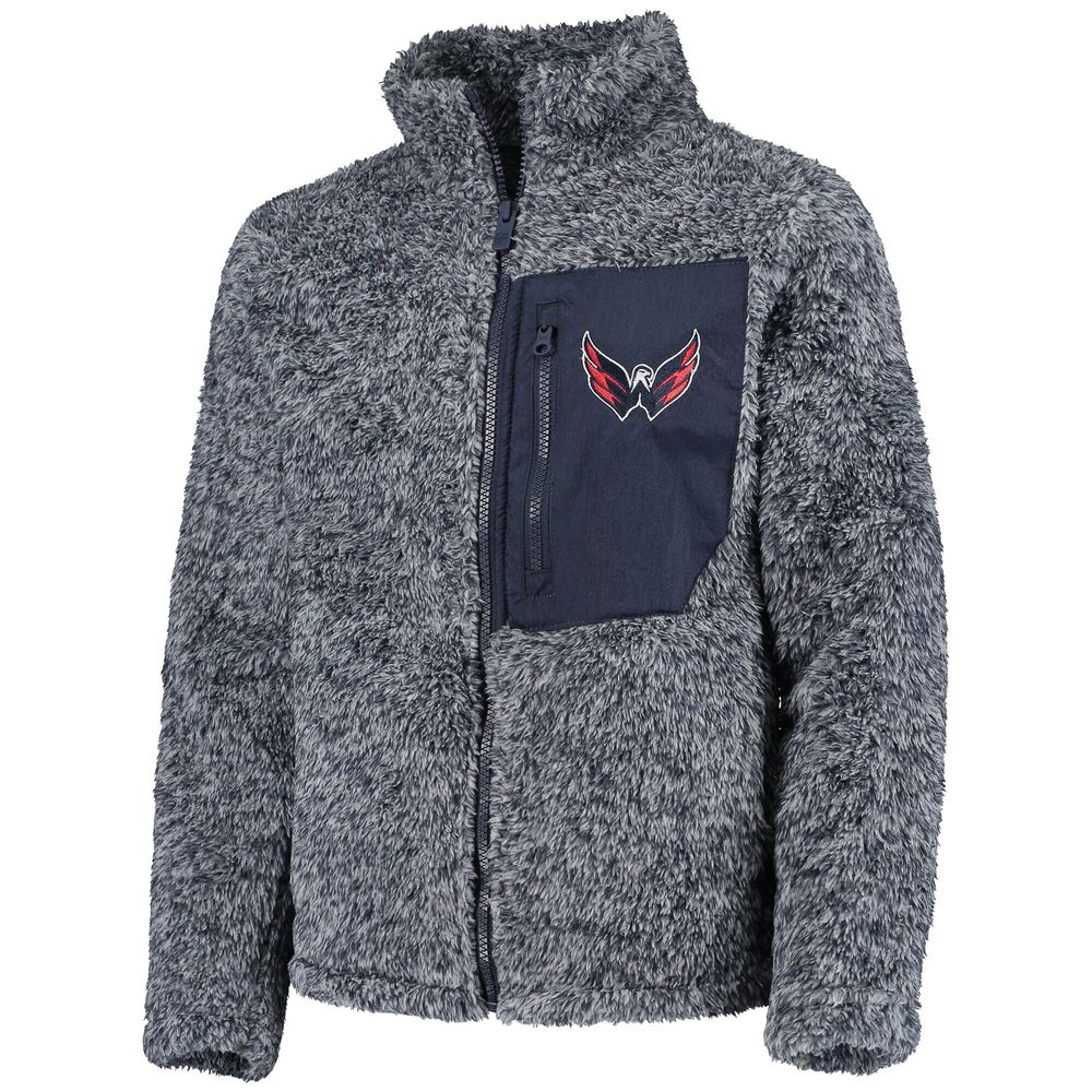 Girls Youth Navy Washington Capitals Fan Gear Sherpa Full-Zip Jacket