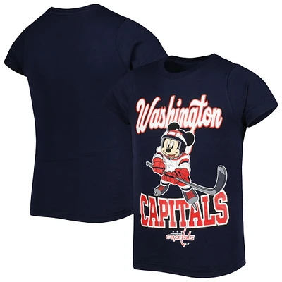 Girls Youth Navy Washington Capitals Mickey Mouse Go Team T-Shirt