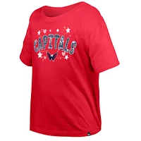 Girl's Youth New Era  Red Washington Capitals Flip Sequin T-Shirt