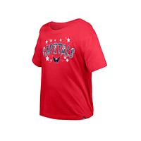 T-shirt à paillettes pour fille New Era rouge des Washington Capitals