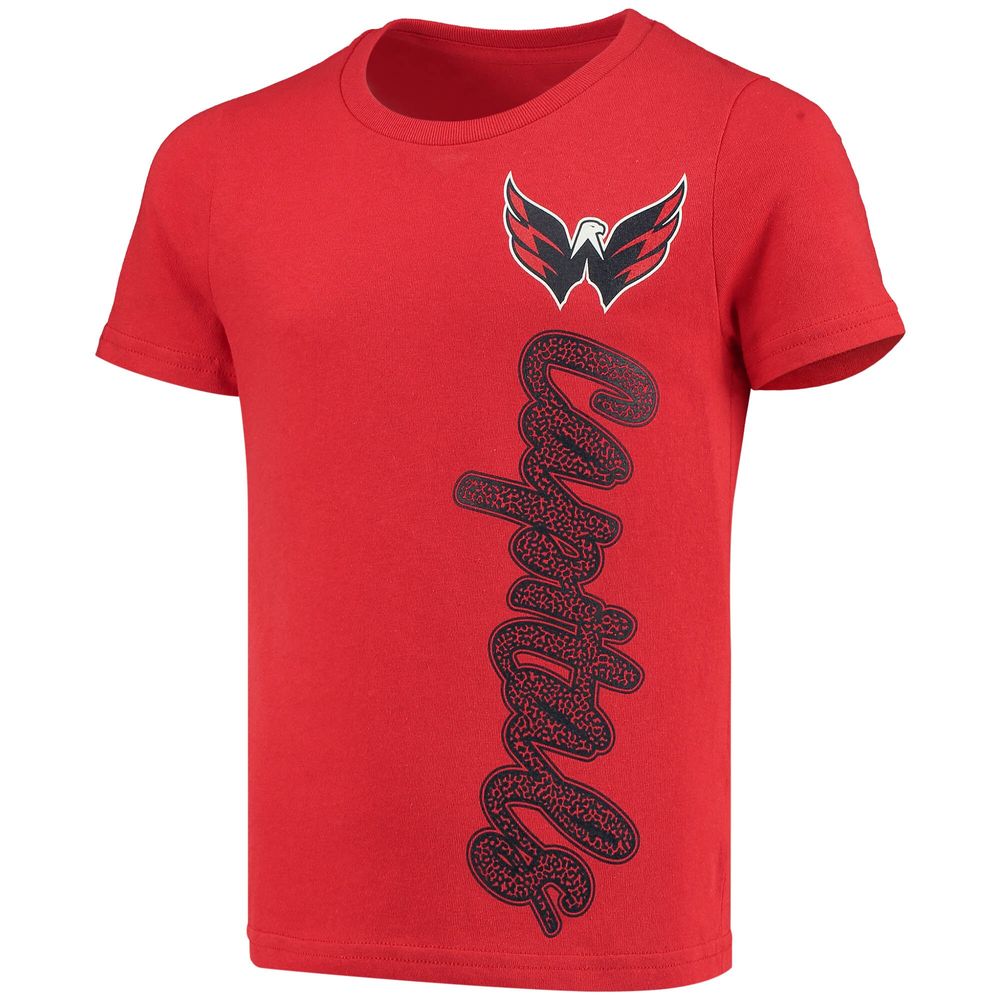 Girls Youth Red Washington Capitals Chenille Script T-Shirt