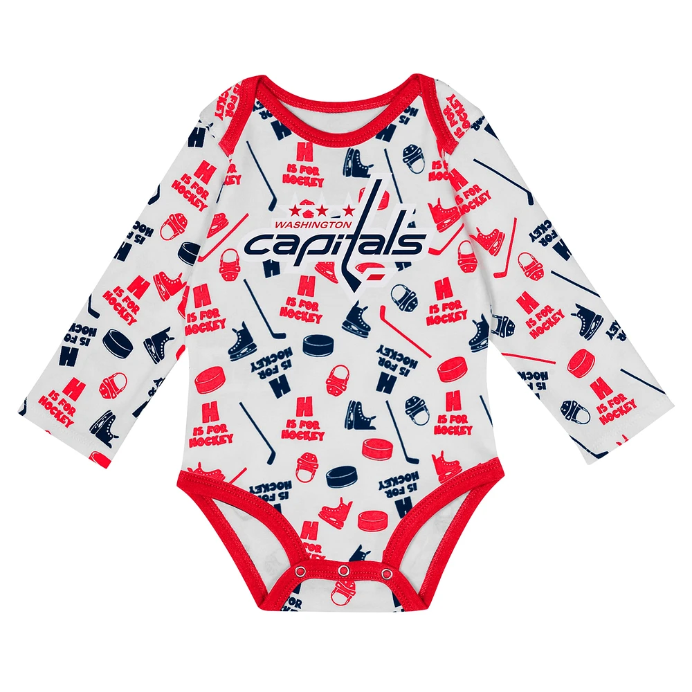 Infant White Washington Capitals Quick Learner Long Sleeve Bodysuit