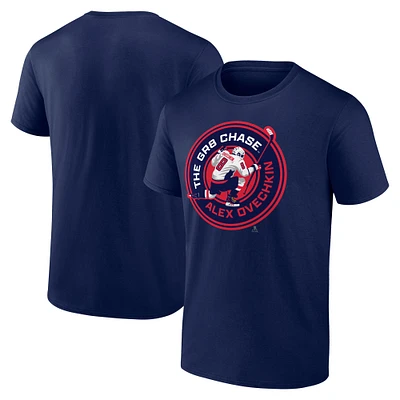 T-shirt Fanatics Alexander Ovechkin pour homme, bleu marine, Washington Capitals The GR8 Chase