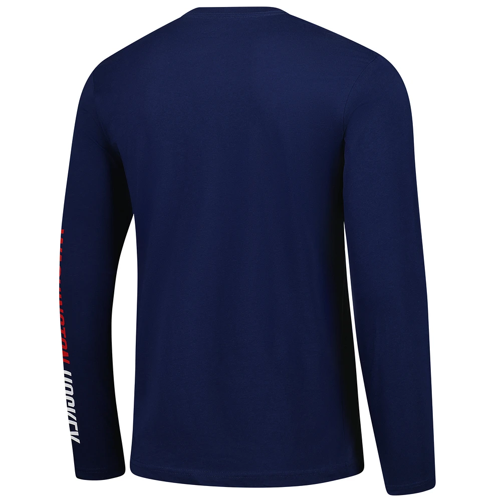 T-shirt à manches longues pour homme Fanatics bleu marine Washington Capitals