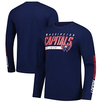 T-shirt à manches longues pour homme Fanatics bleu marine Washington Capitals