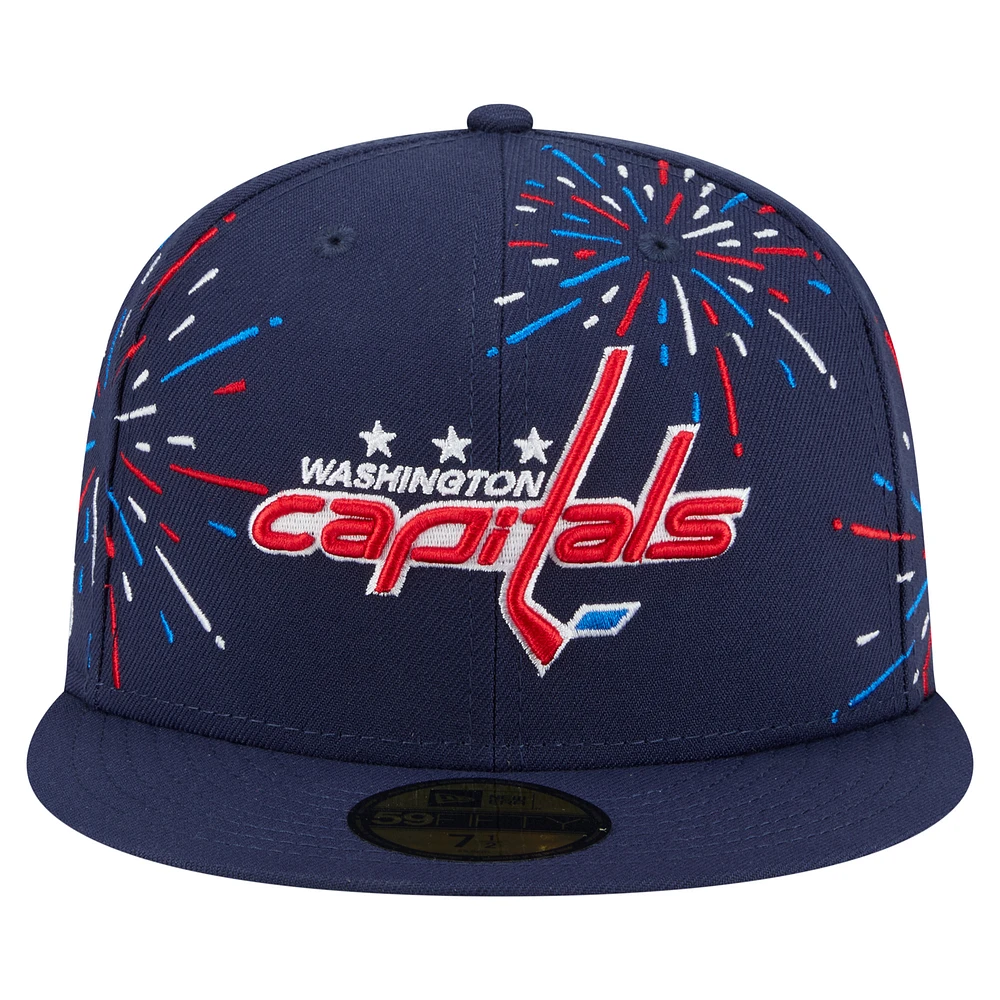 Men's New Era  Navy Washington Capitals Americana Fireworks 59FIFTY Fitted Hat