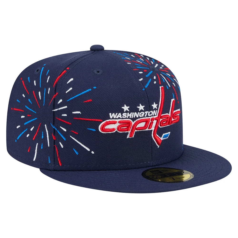 Men's New Era  Navy Washington Capitals Americana Fireworks 59FIFTY Fitted Hat