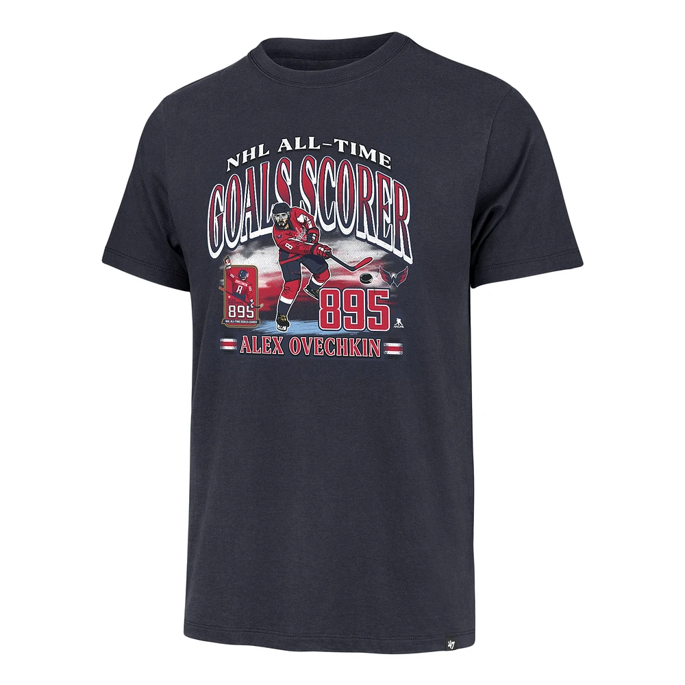 T-shirt bleu Alexander Ovechkin Franklin, meilleur buteur de tous les temps la LNH, 1947, des Capitals Washington