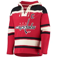 Men's '47 Alexander Ovechkin Red Washington Capitals Player Name & Number Lacer Pullover Hoodie