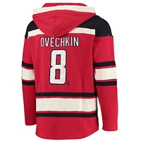 Men's '47 Alexander Ovechkin Red Washington Capitals Player Name & Number Lacer Pullover Hoodie