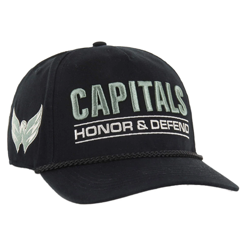 Casquette ajustable Hitch pour homme, modèle 47, noir, Washington Capitals OHT, appréciation militaire, honneur et défense de la patrie