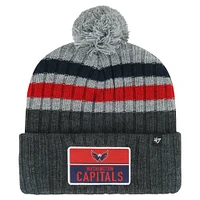 Men's '47 Gray Washington Capitals Stack Patch Cuffed Knit Hat with Pom