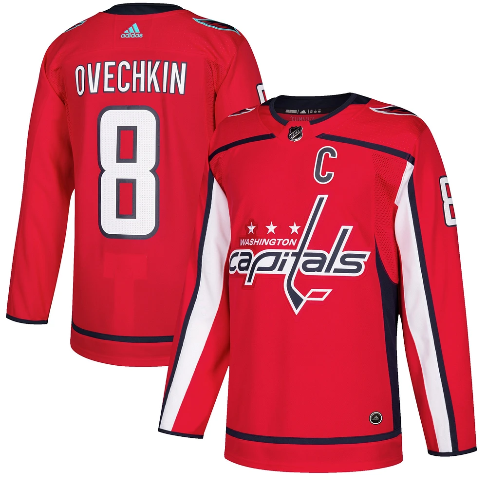 Maillot de joueur authentique des Capitals Washington adidas Alexander Ovechkin rouge pour homme