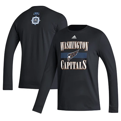 Men's adidas Black Washington Capitals Reverse Retro 2.0 Fresh Playmaker Long Sleeve T-Shirt