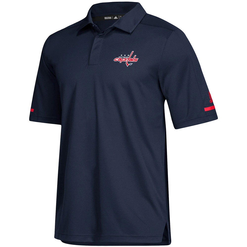 Polo adidas Game Day Climalite bleu marine pour homme des Washington Capitals