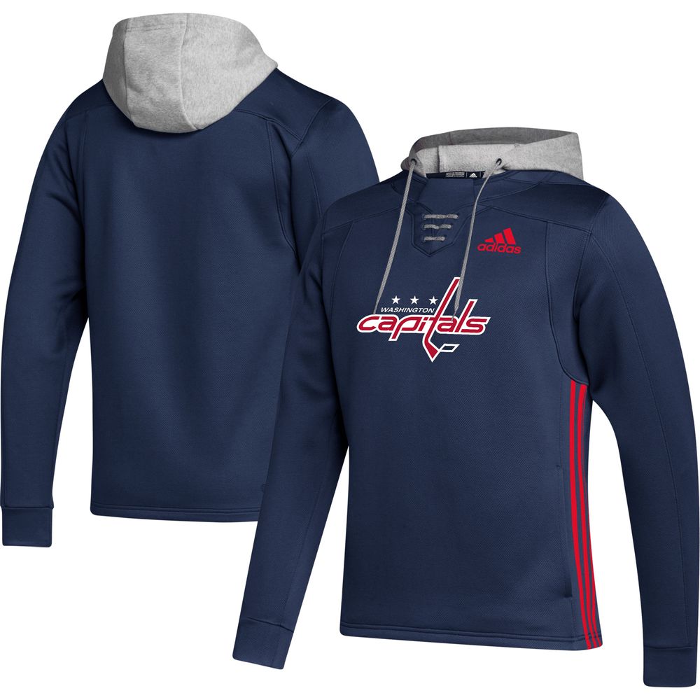 Men's adidas Navy Washington Capitals Skate Lace Primeblue Team Pullover Hoodie