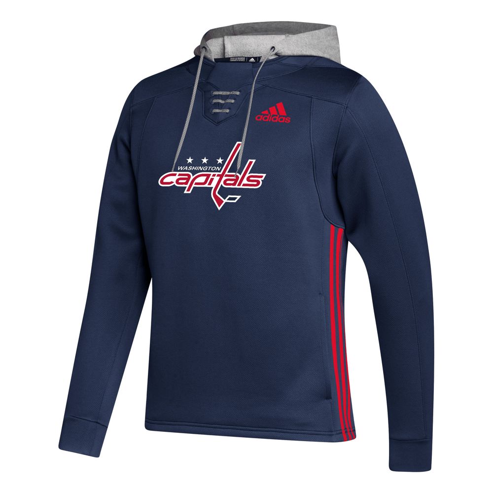 Men's adidas Navy Washington Capitals Skate Lace Primeblue Team Pullover Hoodie