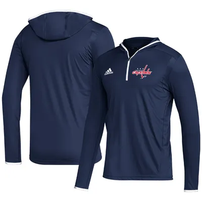 Washington Capitals adidas Team Long Sleeve Quarter-Zip Hoodie T-Shirt - Navy