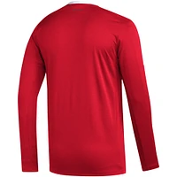 T-shirt rouge à manches longues AEROREADY® des Capitals de Washington pour hommes