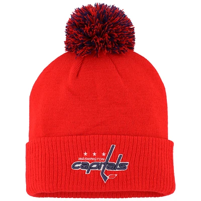 Bonnet en tricot à revers COLD.RDY adidas rouge Washington Capitals pour hommes avec pompon