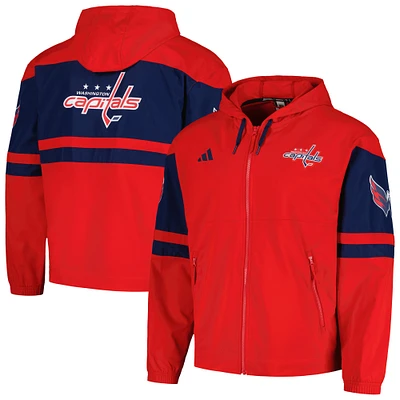 Sweat à capuche entièrement zippé adidas pour hommes, rouge, Washington Capitals